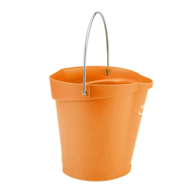 Vikan 6L Plastic Round Orange Bucket with Handle 260mm x 270mm x 258mm 56887
