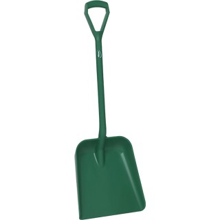 Vikan Square Shovel 345 mm Blade Width, 379 mm Blade Length, 1150 mm Handle Length, Polypropylene, Green 56232