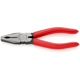 Knipex Combination Plier with Plastic Coated Handle, Special Quality Tool Steel, Black Atramentised Finish, 160mm 03 01 160