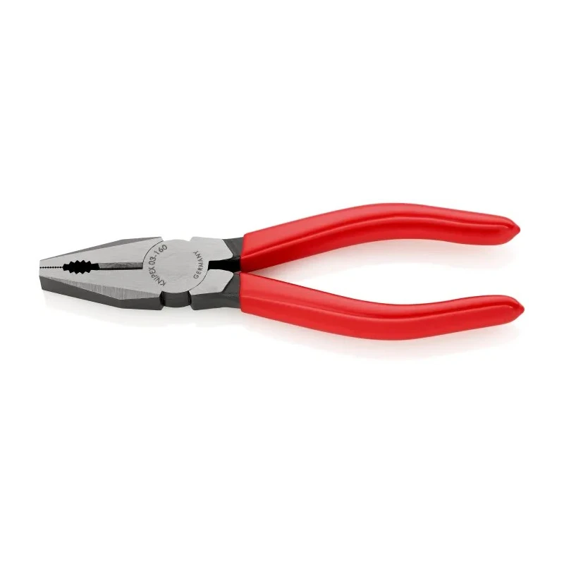 Knipex Combination Plier with Plastic Coated Handle, Special Quality Tool Steel, Black Atramentised Finish, 160mm 03 01 160