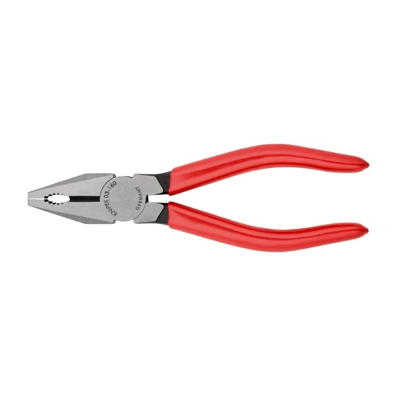 Knipex Combination Plier with Plastic Coated Handle, Special Quality Tool Steel, Black Atramentised Finish, 160mm 03 01 160