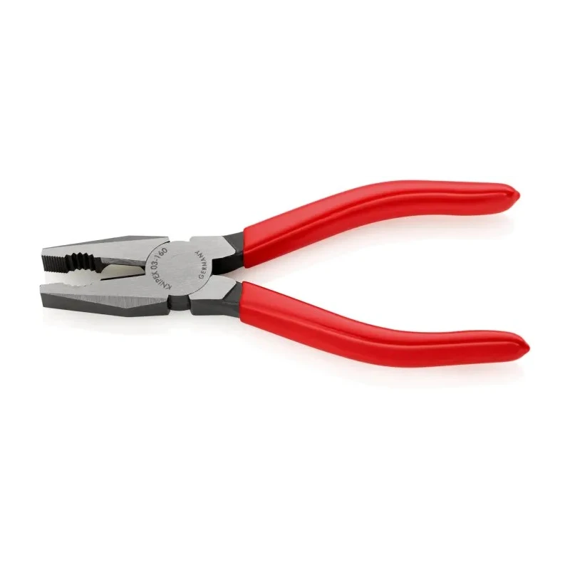 Knipex Combination Plier with Plastic Coated Handle, Special Quality Tool Steel, Black Atramentised Finish, 160mm 03 01 160