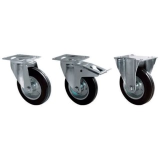 Guitel Hervieu Swivel Castor 200 mm Wheel Diameter, 200 kg Load Capacity, Pressed Steel Frame, Bright Zinc Plated 1352895