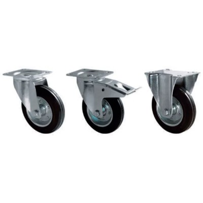 Guitel Hervieu Swivel Castor 200 mm Wheel Diameter, 200 kg Load Capacity, Pressed Steel Frame, Bright Zinc Plated 1352895