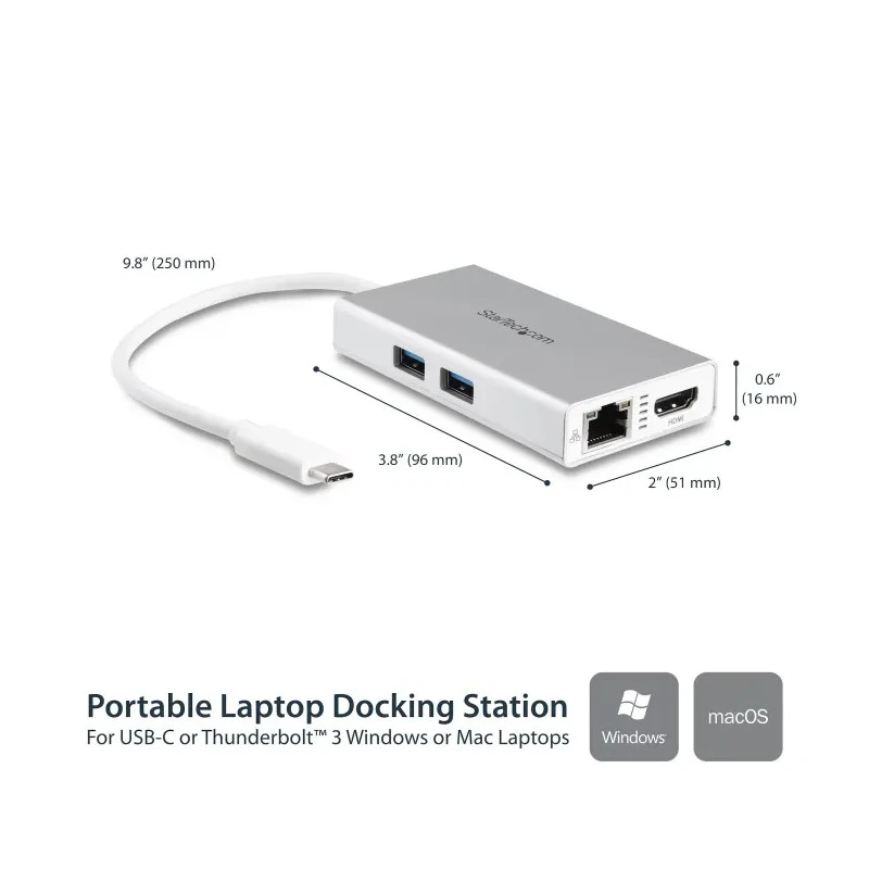 StarTech.com USB C Docking Station with HDMI 4096 x 2160 Pixel Resolution USB 3.0 Ports Thunderbolt 3 Support DKT30CHPDW