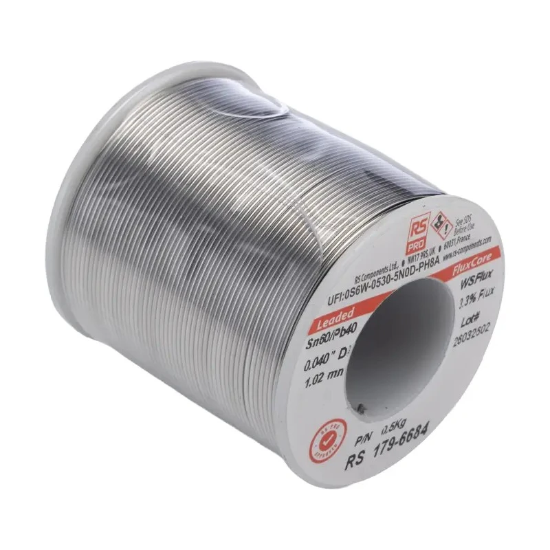 RS PRO Lead Solder Wire, 1 mm Diameter, 40% Lead 60% Tin, 183°C Melting Point 179-6684