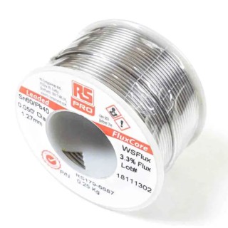 RS PRO Lead Solder Wire 1.2 mm Diameter, 40% Lead, 60% Tin, 183°C Melting Point 179-6687