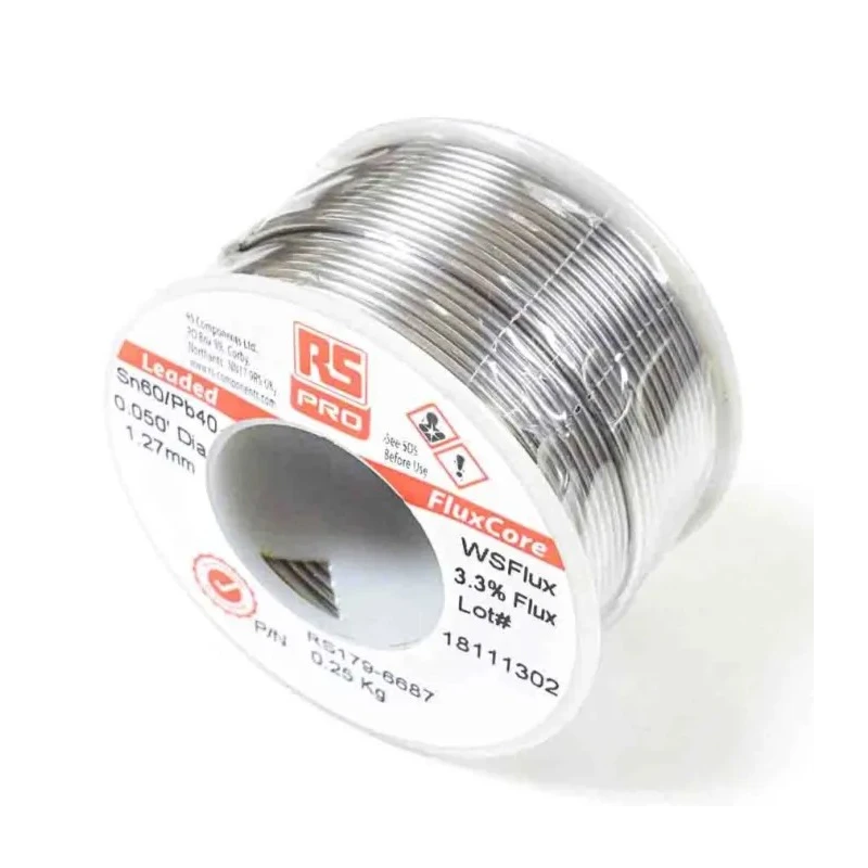 RS PRO Lead Solder Wire 1.2 mm Diameter, 40% Lead, 60% Tin, 183°C Melting Point 179-6687
