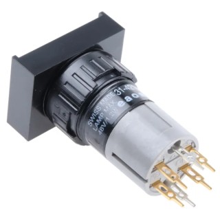 EAO Illuminated Push Button Switch 16mm Cutout Diameter Raised Rectangular Actuator RoHS Compliant 31-421.036