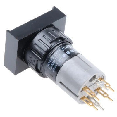 EAO Illuminated Push Button Switch 16mm Cutout Diameter Raised Rectangular Actuator RoHS Compliant 31-421.036