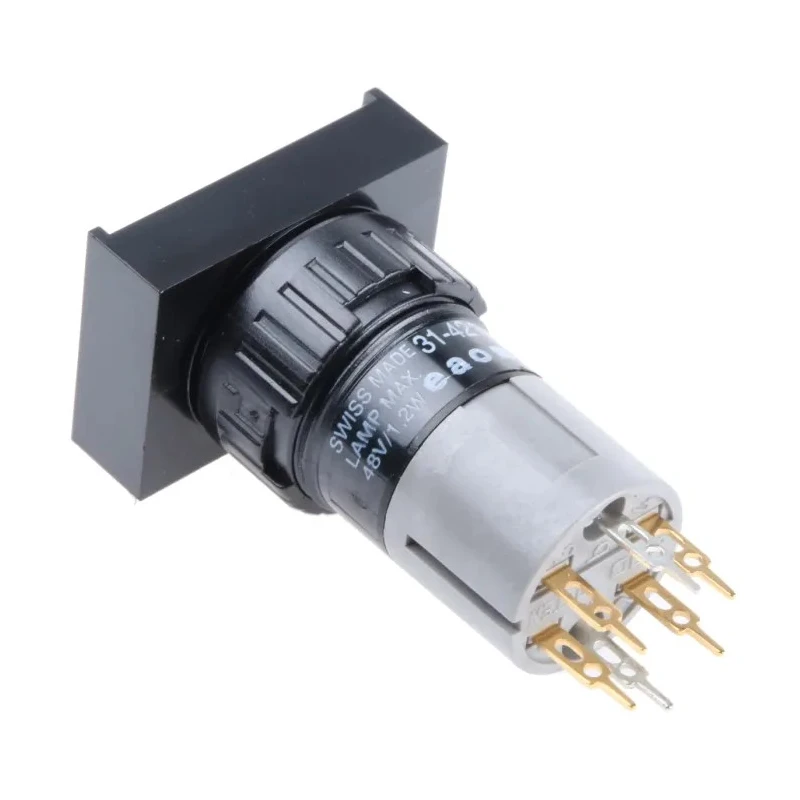 EAO Illuminated Push Button Switch 16mm Cutout Diameter Raised Rectangular Actuator RoHS Compliant 31-421.036