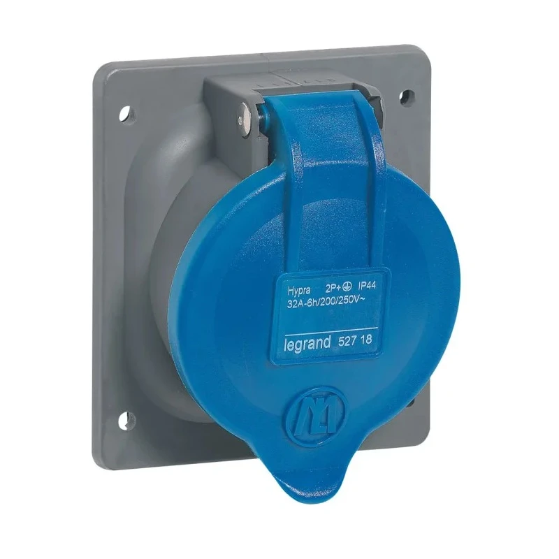 Legrand Panel Mount Industrial Power Connector 2P+PE 32A 250V IP44 HYPRA 