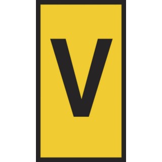 HellermannTyton Slide-On Pre-Printed Cable Marker Black Legend V, Yellow PVC, 4.5mm Length, 11.5mm Width, 1.8-6.3mm HODS85