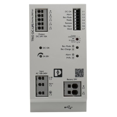 Phoenix Contact Uninterruptible Power Supply 240W 24V DC Output 10A Current DIN Rail Mount 2907161