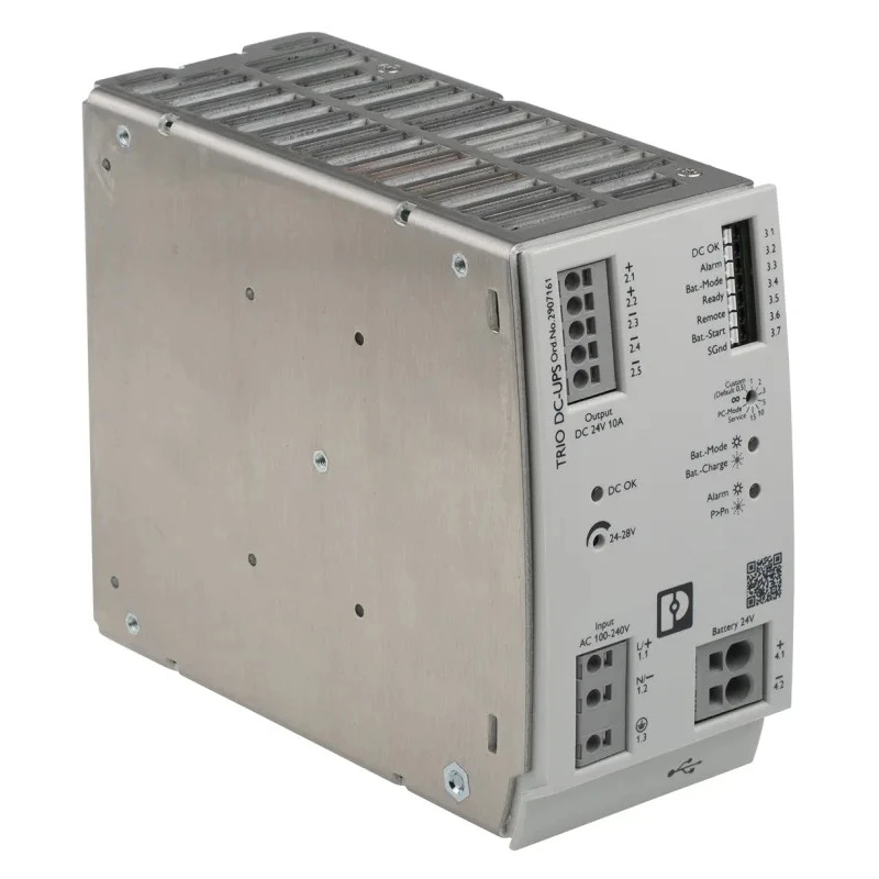 Phoenix Contact Uninterruptible Power Supply 240W 24V DC Output 10A Current DIN Rail Mount 2907161