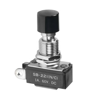 NKK Switches SB Series Push Button Switch, On-Off, Panel Mount, 12.5 mm Cutout, SPST, 125 V AC SB221NC