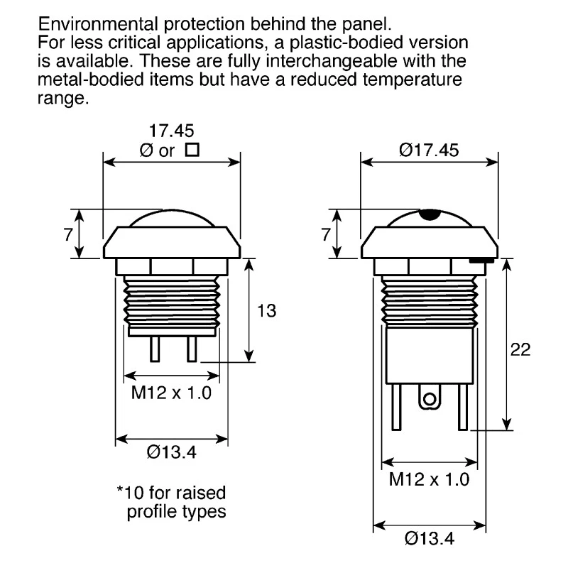 ITW Switches 59 Series Miniature Momentary Push Button Switch, Panel Mount, 13.6 mm Cutout, SPST, Clear LED, IP67 59-517