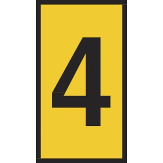 HellermannTyton Pre-Printed Snap-On Cable Marker, Yellow Marker Colour, Black Legend "4", 0.8-2.2 mm Cable Diameter WIC0