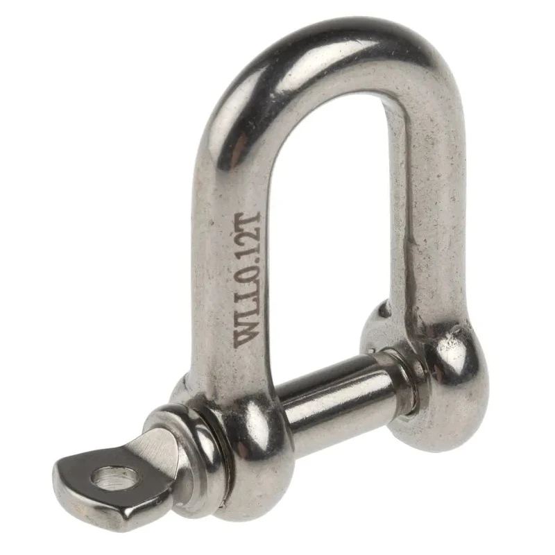RS PRO Stainless Steel D-Shackle with Screw Pin, 120 kg Safe Working Load, 5 mm Diameter, 10 mm Jaw Width 183-5914