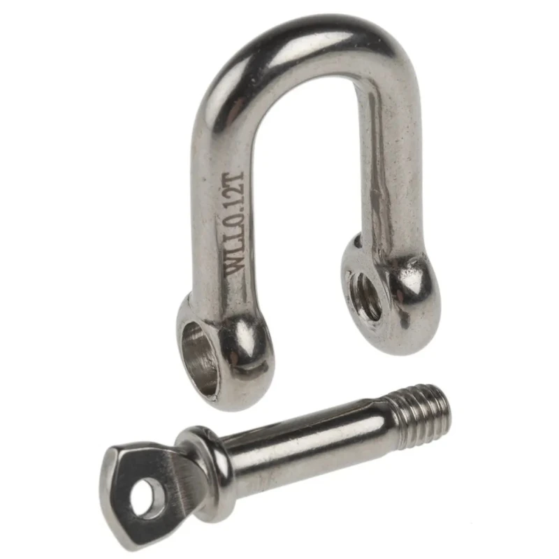 RS PRO Stainless Steel D-Shackle with Screw Pin, 120 kg Safe Working Load, 5 mm Diameter, 10 mm Jaw Width 183-5914