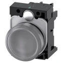 Siemens Panel Mount Clear LED Pilot Light 230V AC, 3A, 22mm Cutout, Round, SIRIUS ACT 3SU11 3SU1106-6AA70-1AA0