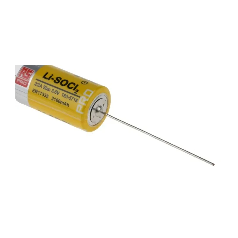 RS PRO Lithium Thionyl Chloride Battery 3.6 V 2/3 A, 2.1 Ah Capacity, 17 mm Diameter 183-5718