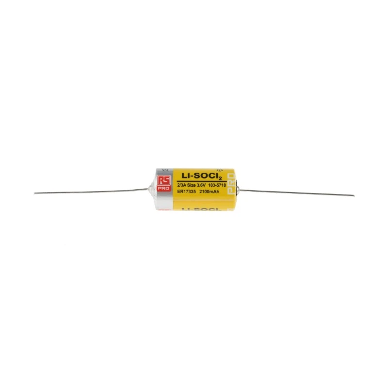RS PRO Lithium Thionyl Chloride Battery 3.6 V 2/3 A, 2.1 Ah Capacity, 17 mm Diameter 183-5718