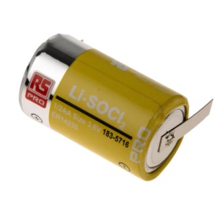 RS PRO Lithium Thionyl Chloride 3.6 V 1/2 AA Battery 1.2 Ah 14.5 mm ER14252