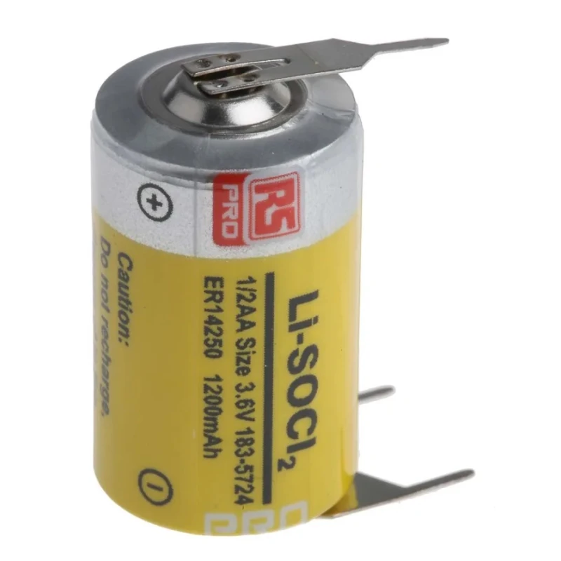 RS PRO Lithium Thionyl Chloride 3.6 V 1/2 AA Battery 1.2 Ah 14.5 mm ER14250