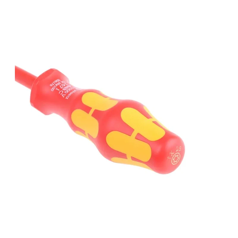 Wera Insulated Screwdriver with T25 Tip, 100 mm Blade, Bi-Material Handle, VDE/1000V Approved, 205 mm Overall 05006176001