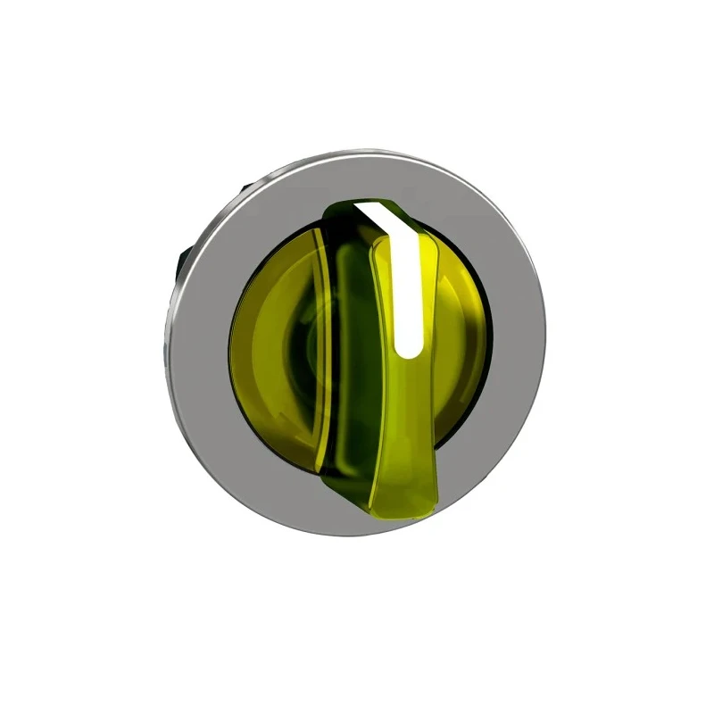 Schneider Electric ZB4 Series 3 Position Illuminated Selector Switch Head, 30 mm Cutout, Yellow Handle, IP67 IP69 ZB4FK1783