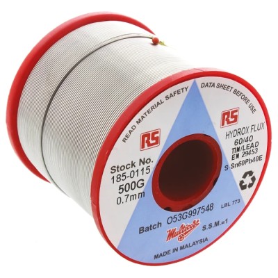 Multicore 0.7 mm Diameter Lead Solder Wire, 40% Lead, 60% Tin, Halogen Free Flux, 188 °C Melting Point, 500g 288850