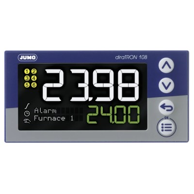 Jumo diraTRON Panel Mount PID Temperature Controller 3 Input 3 Output 2 Relay 30V ac/dc 702113/8-0000-25/000