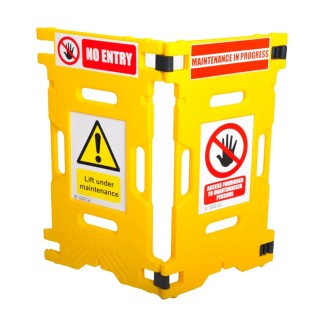 Addgards Yellow Safety Folding Barrier Polyethylene Plastic Pair 1.1m Height ELE1