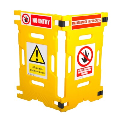 Addgards Yellow Safety Folding Barrier Polyethylene Plastic Pair 1.1m Height ELE1
