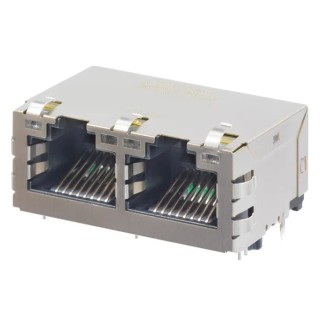 Molex 93826 Series RJ45 Connector Female Through Hole Shielded Right Angle 2 Port 8 Way 