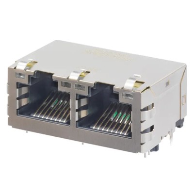 Molex 93826 Series RJ45 Connector Female Through Hole Shielded Right Angle 2 Port 8 Way