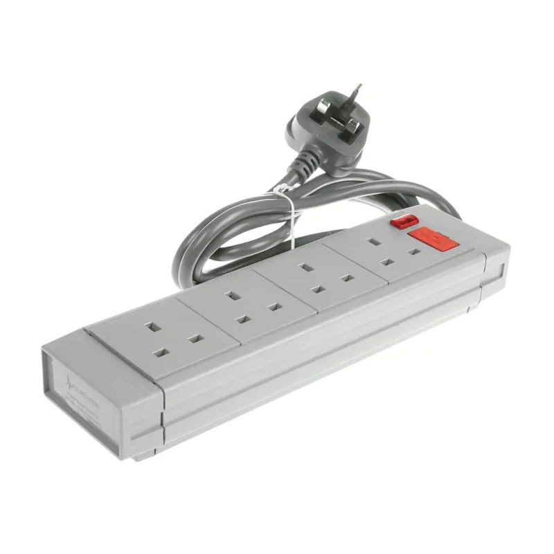 RS PRO 2 m 4 Socket Type G Extension Lead Power Strip 250V AC with Surge Protection 249-4536