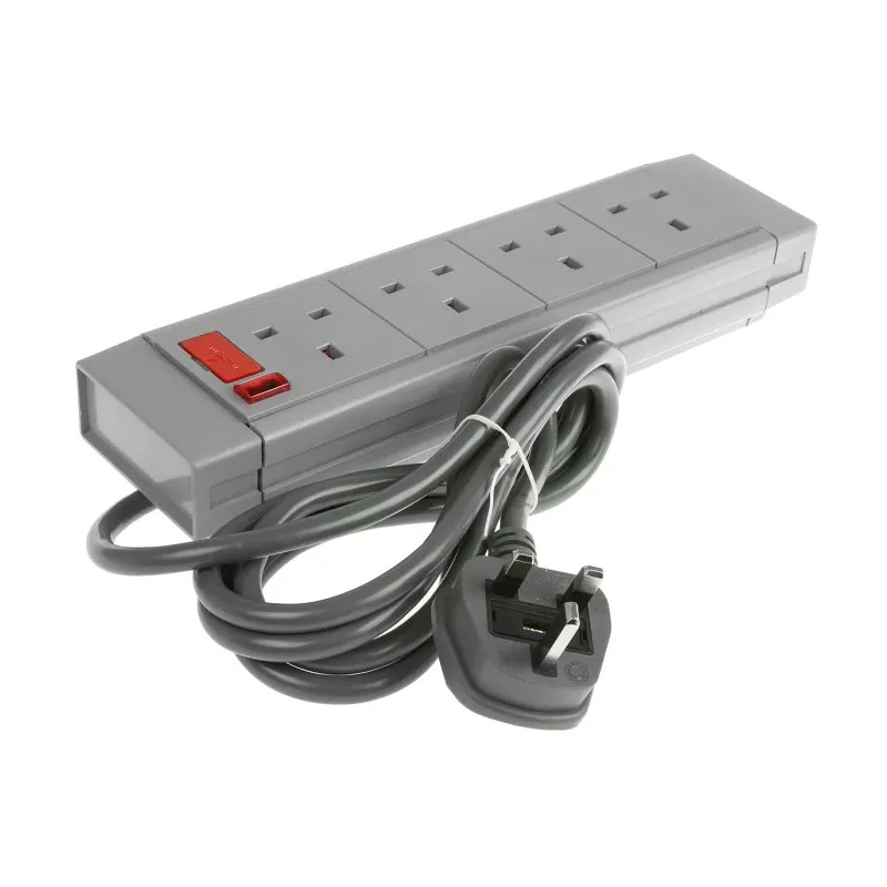 RS PRO 2 m 4 Socket Type G Extension Lead Power Strip 250V AC with Surge Protection 249-4536