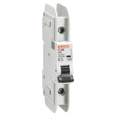 Lovato Electric Miniature Circuit Breaker 1-Pole 2A Type C 400V AC 60V DC 10kA Breaking Capacity P1MB