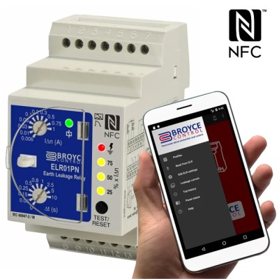 Broyce Control Earth Leakage Relay, Type A, 50 to 60 Hz Frequency, Leakage 1.5 mA to 1 A, SPNO SPDT ELR01PN 24-230V AC/DC