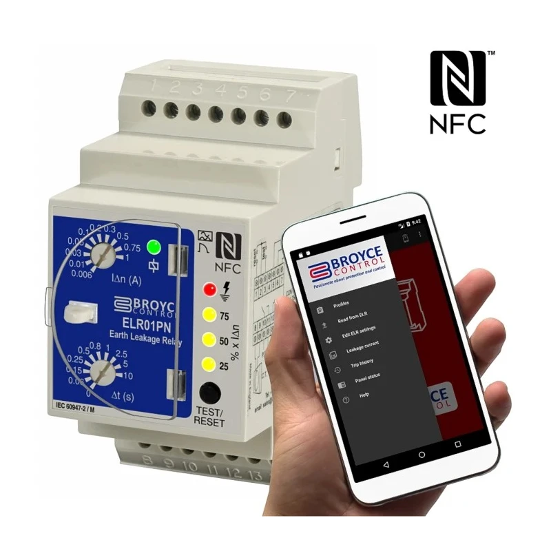 Broyce Control Earth Leakage Relay, Type A, 50 to 60 Hz Frequency, Leakage 1.5 mA to 1 A, SPNO SPDT ELR01PN 24-230V AC/DC