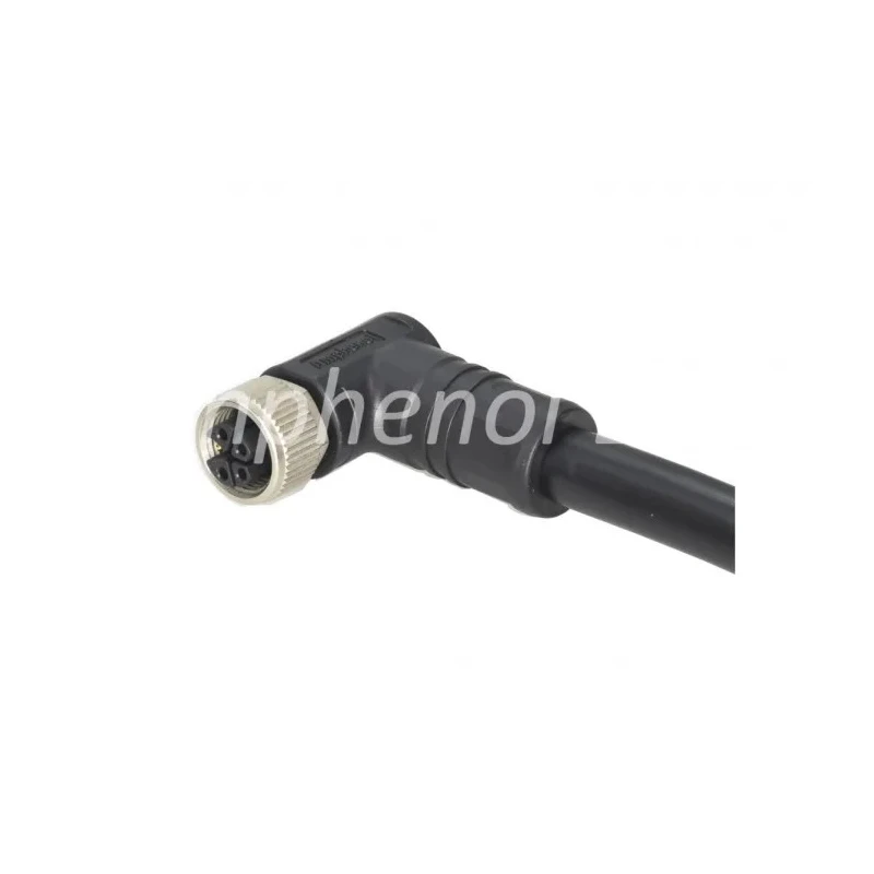 Amphenol Industrial 5 Way Right Angle to Unterminated Sensor Actuator Cable 63V, Black Jacket, IP68 M12L-05BMEM-SR8H01