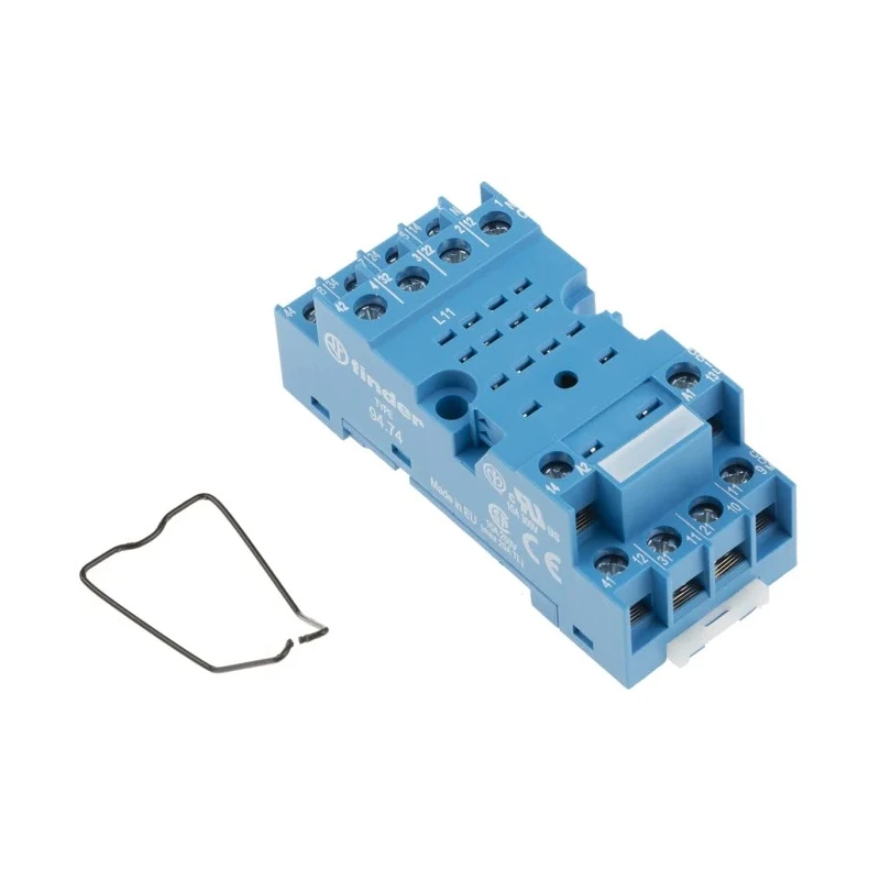 Finder Relay Socket 14 Contacts 250V AC 10A DIN Rail Mount Compatible with 55.34 Series Relay 94.74SMA