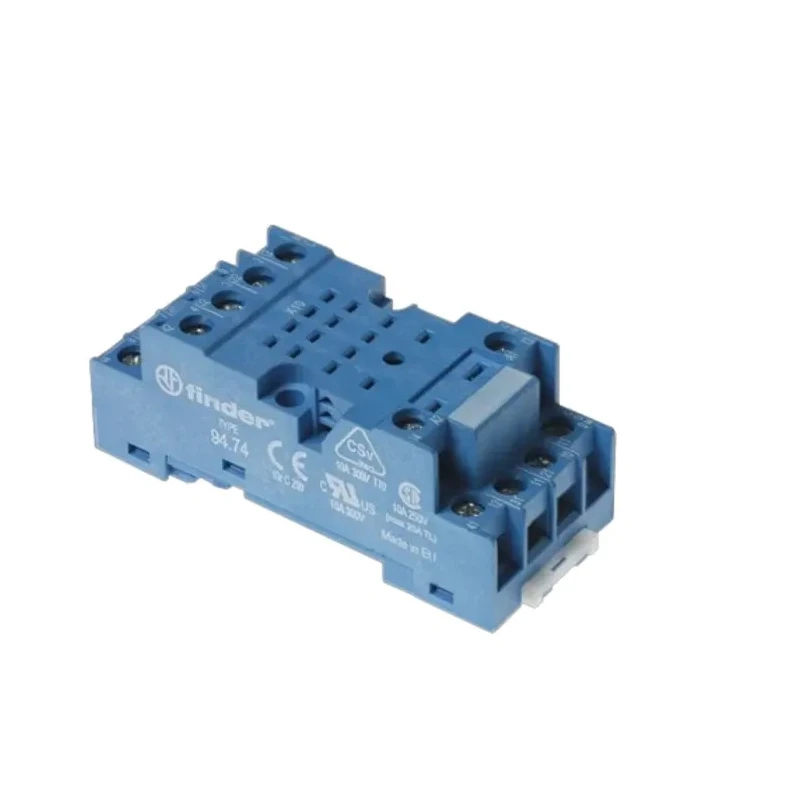 Finder Relay Socket 14 Contacts 250V AC 10A DIN Rail Mount Compatible with 55.34 Series Relay 94.74SMA