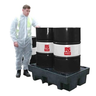 RS PRO Spill Control Equipment Drum Pallet Polyethylene 240 L Containment Storage Capacity UK Made 189-0053