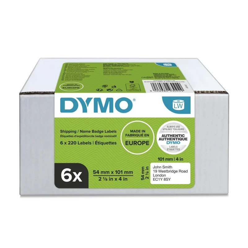 Dymo White Print Label Roll 101 mm Width, 220 Labels Per Pack 2093092