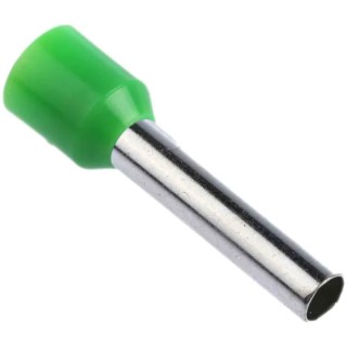 RS PRO Insulated Crimp Bootlace Ferrule, 18 mm Pin Length, 3.9 mm Pin Diameter, Green, 10 AWG Wire Size 250-3472