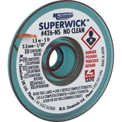 Super Wick No Clean De-Soldering Braid 1.5 m Length 2.5 mm Width 426-NS
