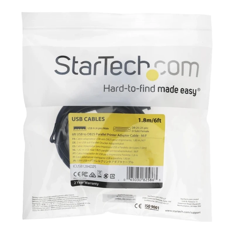 StarTech.com USB 2.0 Converter Cable USB to DB 25 Female Parallel Port 1.7m ICUSB1284D25
